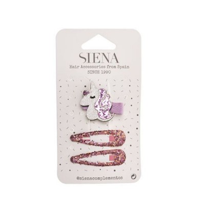 SIENA Pack 1 unicorn hairclip + 2  glitter snap hair clips (209107443 0)