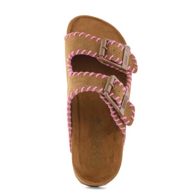 Colors of California SUEDE SANDAL WITH STITCHINGS (HC.BIO301N TAN)