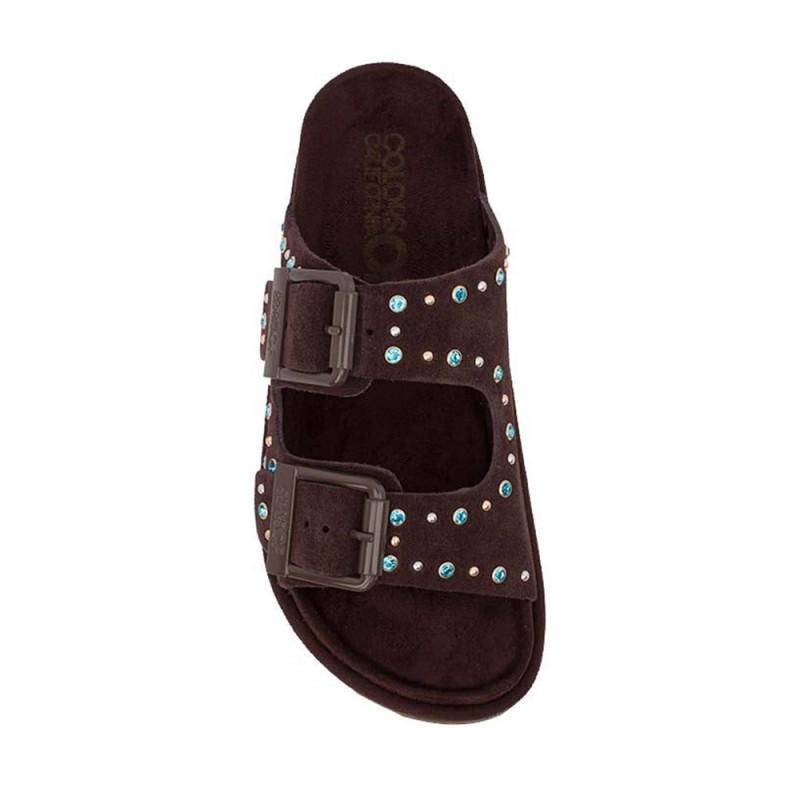 Colors of California TWO BUCKLE SANDAL WITH STUDS (HC.BIOW05N MOKA)