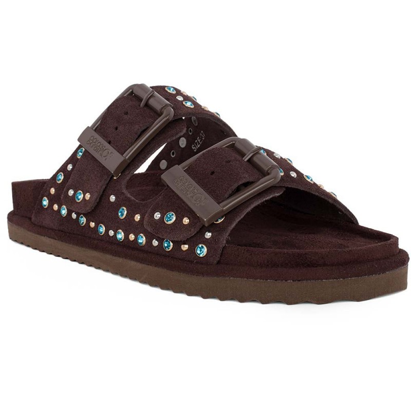 Colors of California TWO BUCKLE SANDAL WITH STUDS (HC.BIOW05N MOKA)