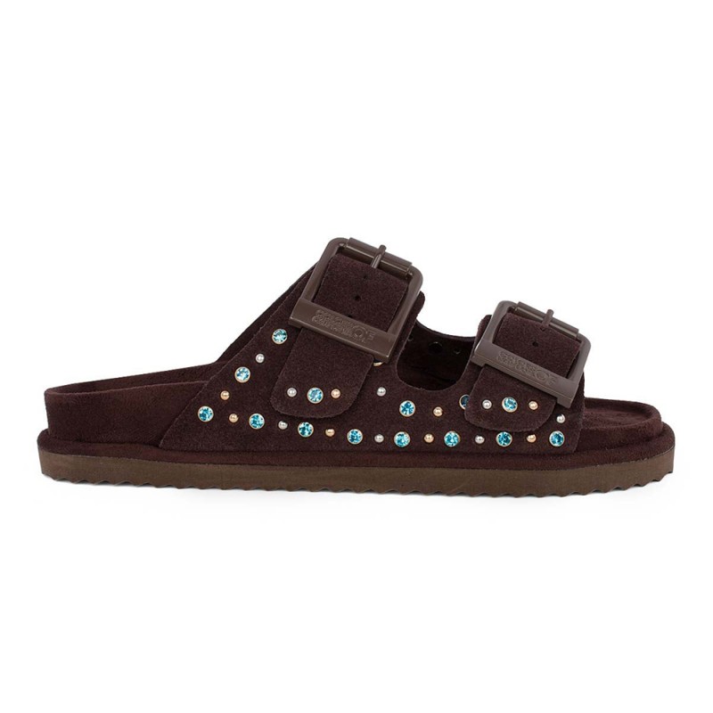 Colors of California TWO BUCKLE SANDAL WITH STUDS (HC.BIOW05N MOKA)