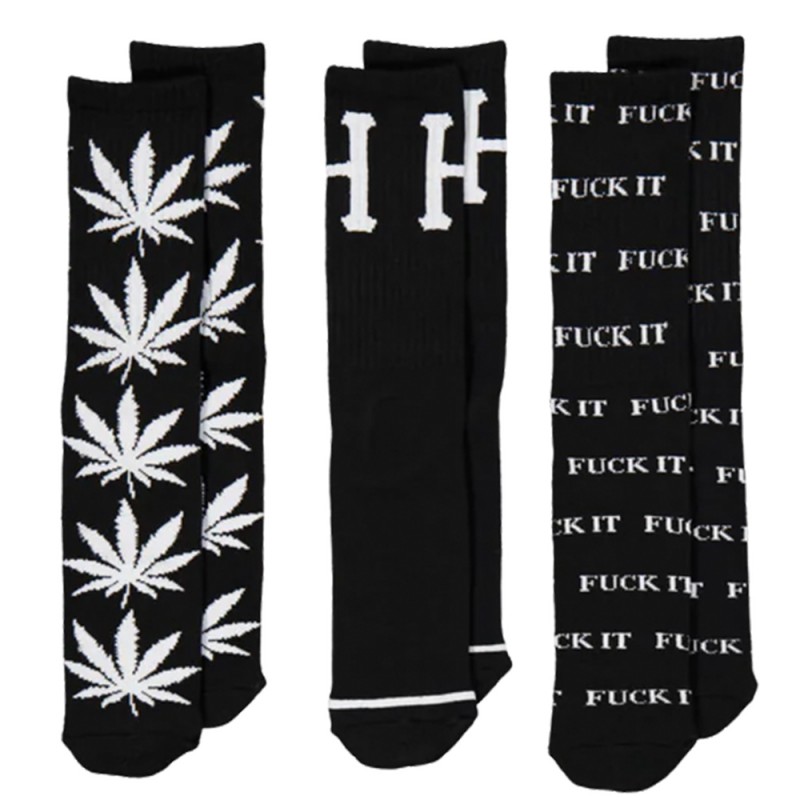 HUF VARIETY 3 PACK SOCK (SK00767 BLACK-WHITE)