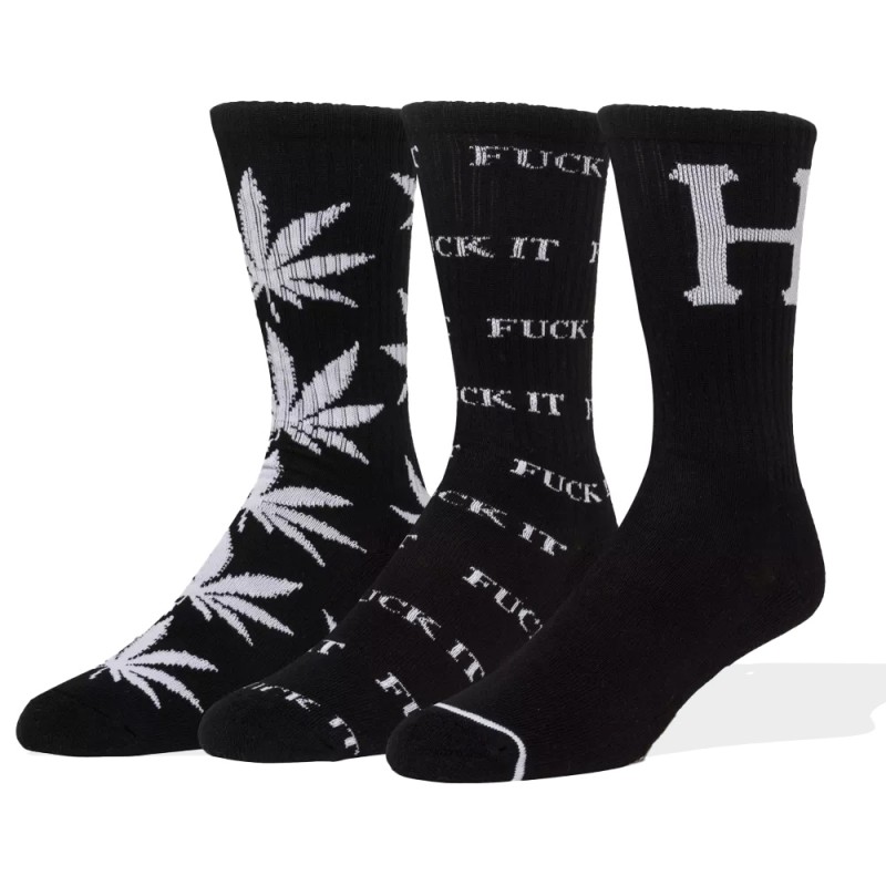 HUF VARIETY 3 PACK SOCK (SK00767 BLACK-WHITE)