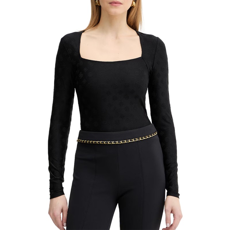 Guess LS JACQUARD ELLEONA TOP ΜΠΛΟΥΖΑ (W6RP45KA660 JBLK)