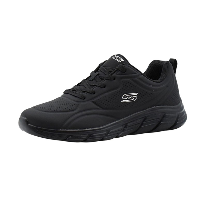 Skechers Debossed Pu Lace Up Sneaker (117715 BBK)