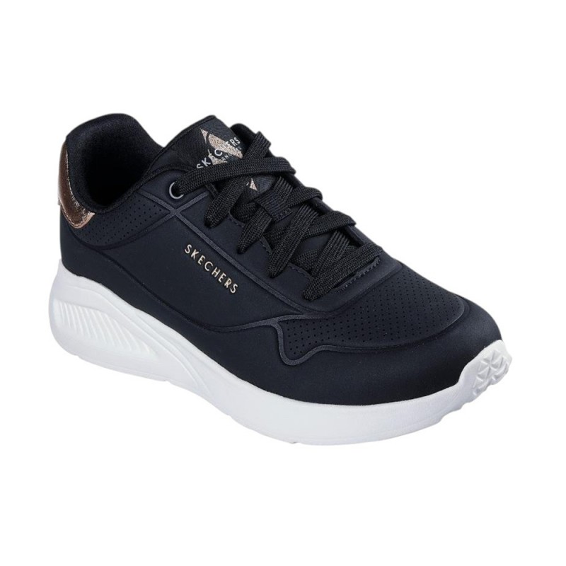 Skechers Embossed Duraleather Gore Laced Slip On with Metallic Trim (177291 BLK)