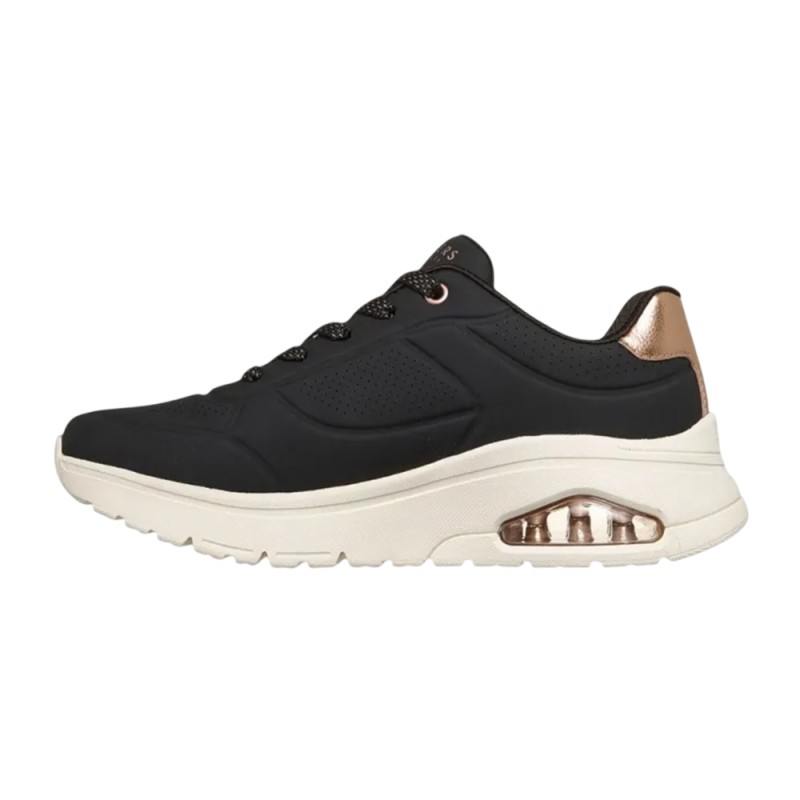 Skechers Durabuck with Metallic Heel Lace Up Fashion Sneaker (177799 BLK)