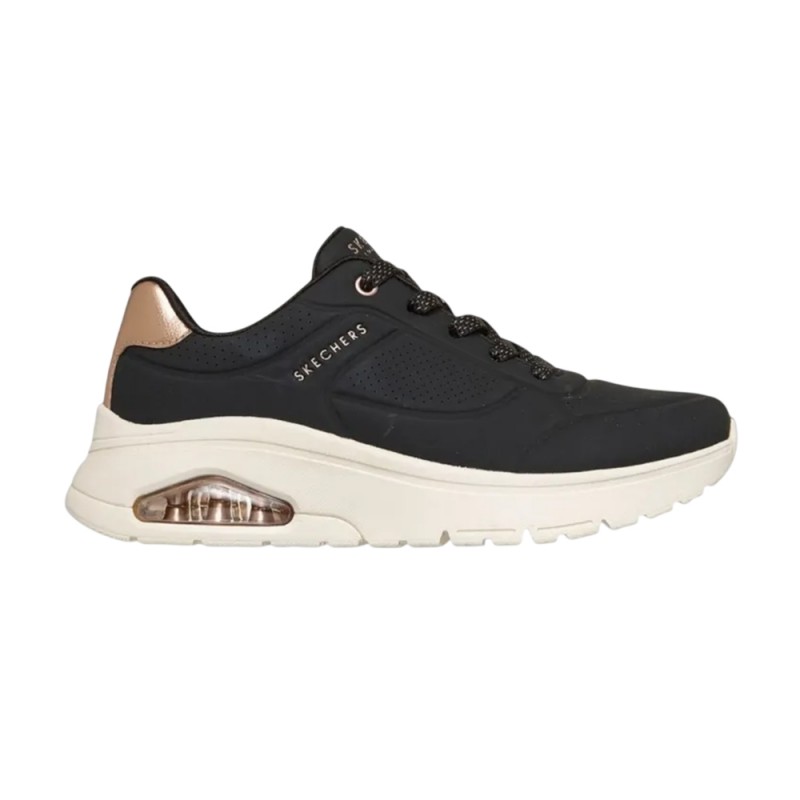 Skechers Durabuck with Metallic Heel Lace Up Fashion Sneaker (177799 BLK)