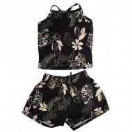 Bee Loop SET - ELASTANE JERSEY CROPPED TANK TOP AND SHORTS (18209 Black)