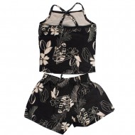 Bee Loop SET - ELASTANE JERSEY CROPPED TANK TOP AND SHORTS (18209 Black)