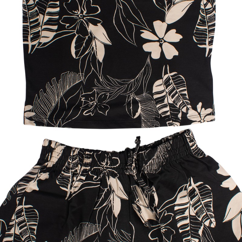 Bee Loop SET - ELASTANE JERSEY CROPPED TANK TOP AND SHORTS (18209 Black)