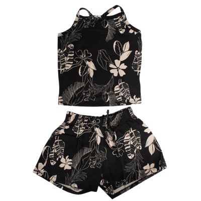 Bee Loop SET - ELASTANE JERSEY CROPPED TANK TOP AND SHORTS (18209 Black)
