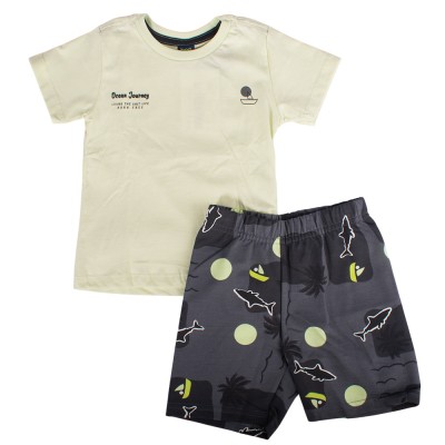 Bee Loop SET - SINGLE JERSEY T-SHIRT AND SWEAT BERMUDA (18219 Green)