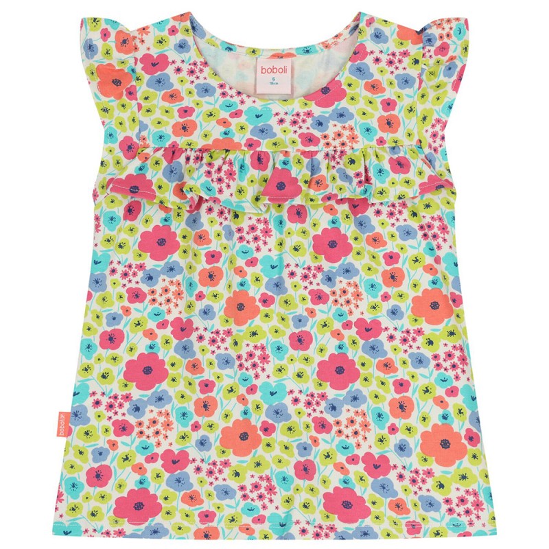 Boboli Knit t-Shirt floral for girl -BCI (313142 9801)
