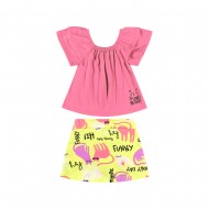 Quimby Set - Single jersey blouse and elastane jersey sho (34145 Neon Pink)