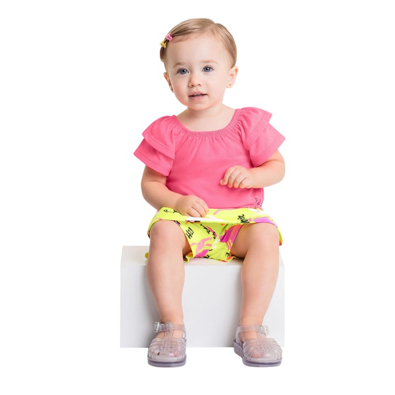 Quimby Set - Single jersey blouse and elastane jersey sho (34145 Neon Pink)