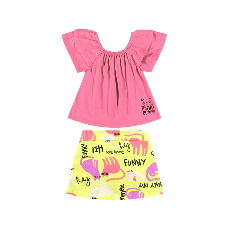 Quimby Set - Single jersey blouse and elastane jersey sho (34145 Neon Pink)
