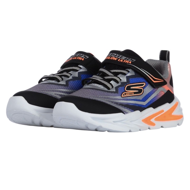 Skechers Lighted Gore & Strap Sneaker W/ Midsole Techpiece (400139N BKSL)