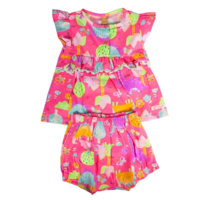 Up Baby SET - SINGLE JERSEY BLOUSE AND UNDERWEAR (46389 Neon Pink)