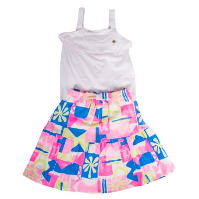 Up Baby SET - SINGLE JERSEY BLOUSE AND SKIRT (46837 White)