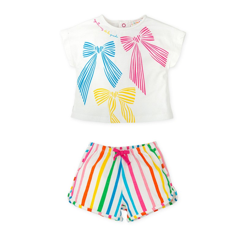 Agatha Ruiz de la Prada BOWS T-SHIRT AND STRIPED SHORTS (8700S26 118)