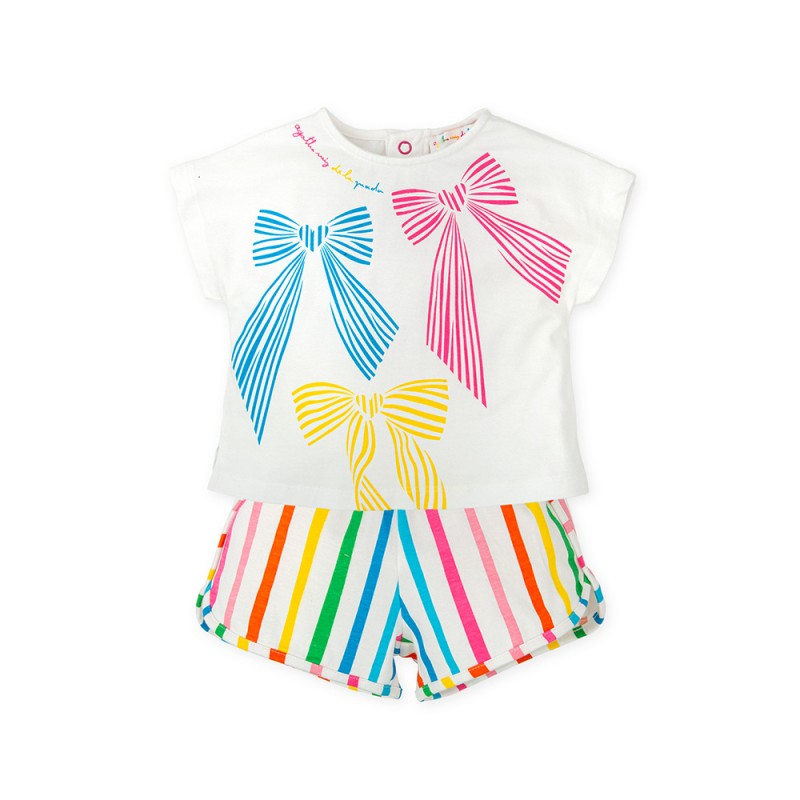 Agatha Ruiz de la Prada BOWS T-SHIRT AND STRIPED SHORTS (8700S26 118)