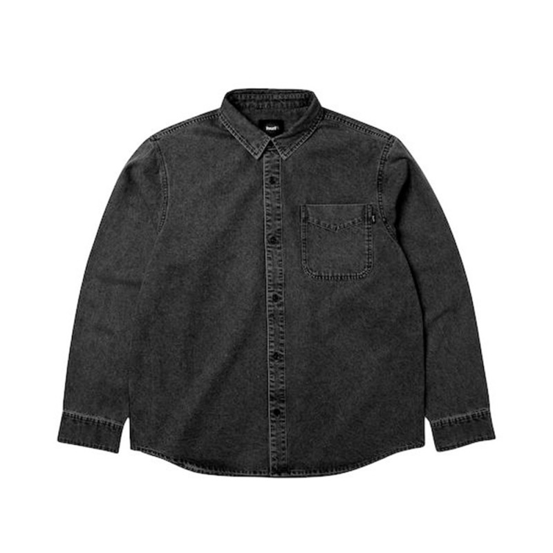 HUF CARSON OVERDYED DENIM LS SHIRT (BU00287 BLACK)