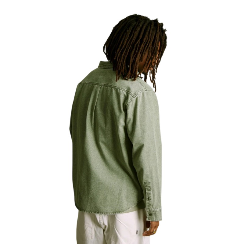 HUF CARSON OVERDYED DENIM LS SHIRT (BU00287 OLIVE)