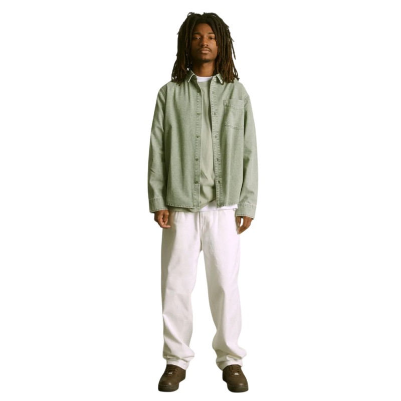 HUF CARSON OVERDYED DENIM LS SHIRT (BU00287 OLIVE)