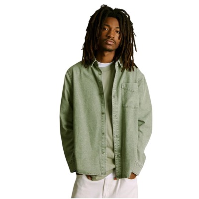 HUF CARSON OVERDYED DENIM LS SHIRT (BU00287 OLIVE)