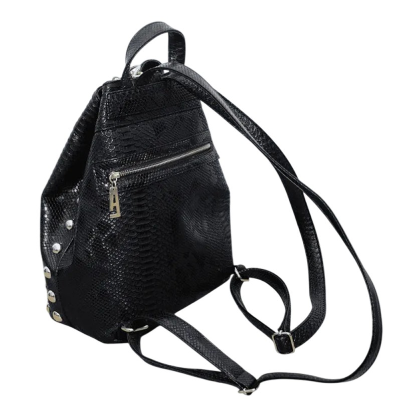 Elena Athanasiou Black n' Metal Backpack Croco Pattern (EA-010 Black-Gold)