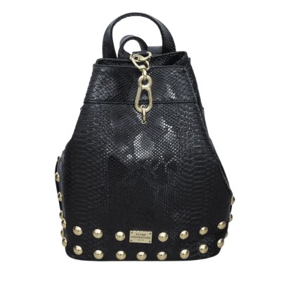 Elena Athanasiou Black n' Metal Backpack Croco Pattern (EA-010 Black-Gold)