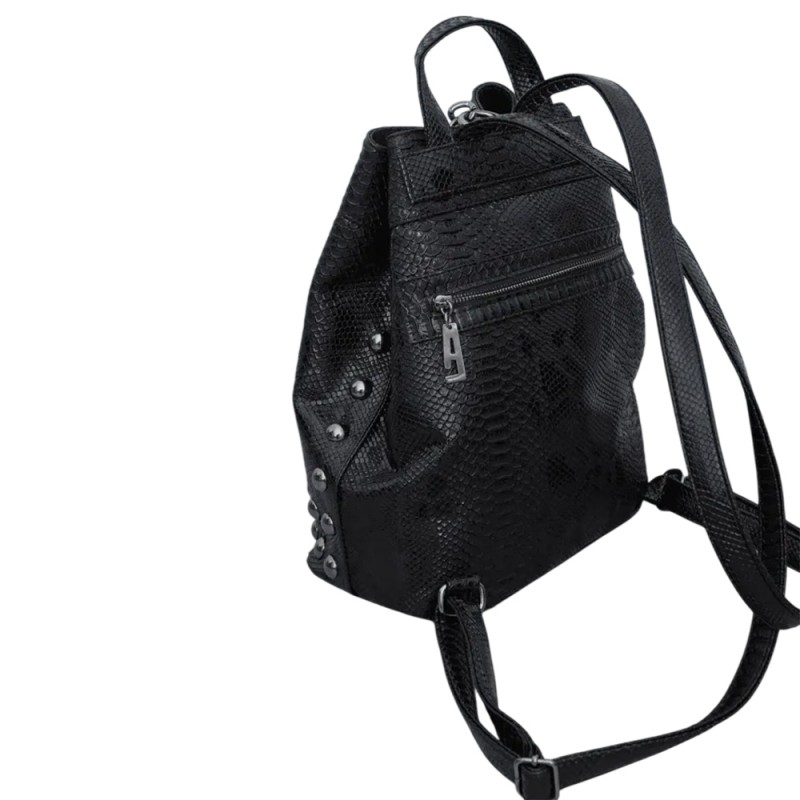 Elena Athanasiou Black n' Metal Backpack Croco Pattern (EA-010 Black-Nikel)