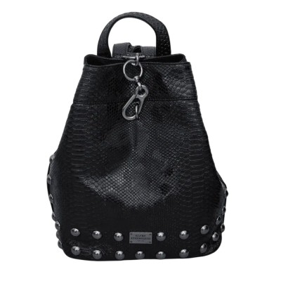Elena Athanasiou Black n' Metal Backpack Croco Pattern (EA-010 Black-Nikel)
