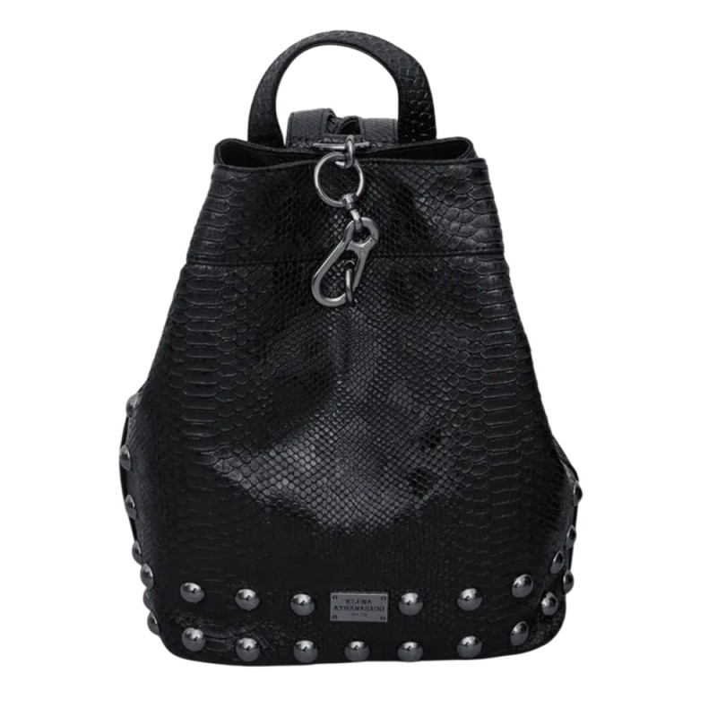 Elena Athanasiou Black n' Metal Backpack Croco Pattern (EA-010 Black-Nikel)