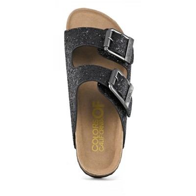 Colors of California GLITTERED SANDAL METAL BUCKLES (HC.BIO35N BLA)