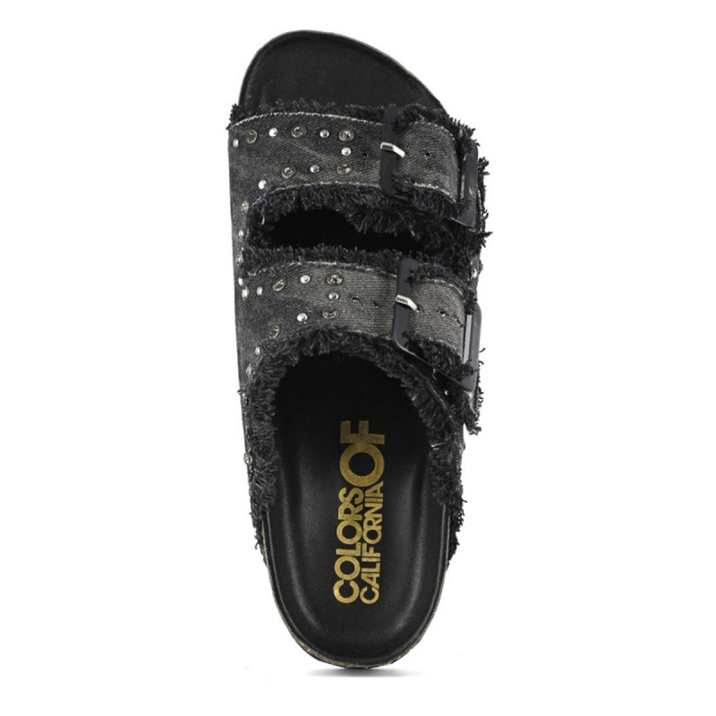 Colors of California DENIM SANDAL WITH STUDS(new code BIO406NN) (HC.BIO406N BLA)
