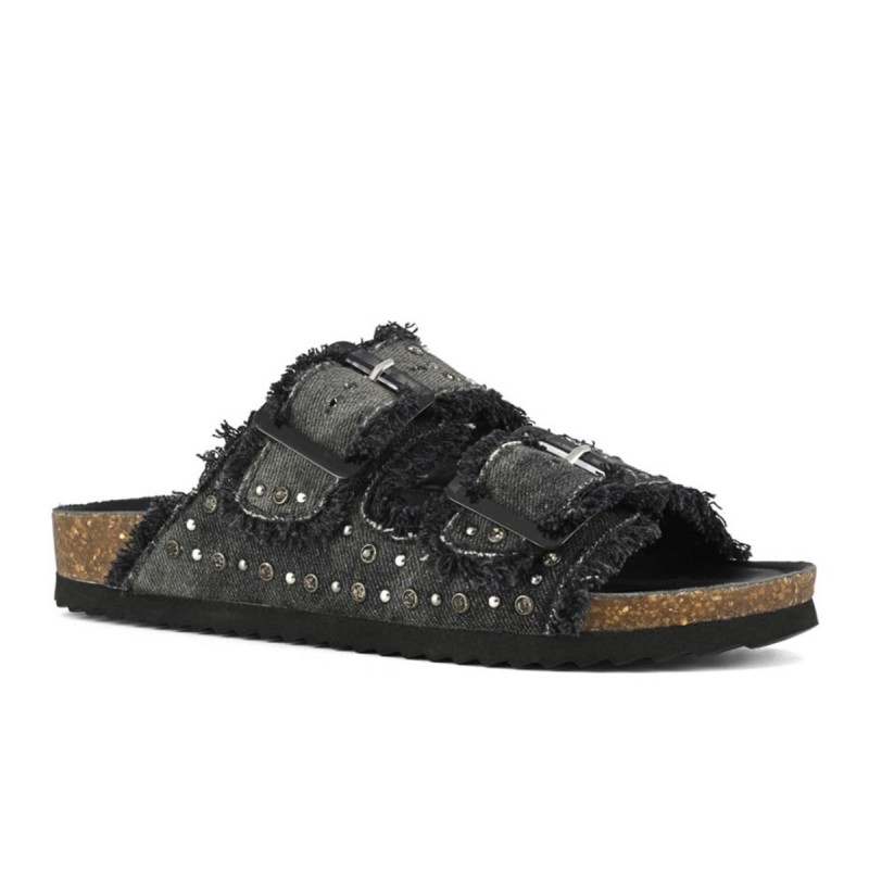 Colors of California DENIM SANDAL WITH STUDS(new code BIO406NN) (HC.BIO406N BLA)