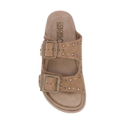 Colors of California TWO BUCKLE SANDAL WITH STUDS (HC.BIOW05N MOKA)