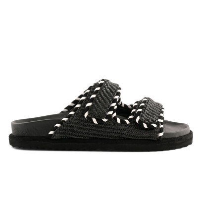 Colors of California TWO STRAP SANDAL IN RAFFIA (HC.BIOW606 BLA)