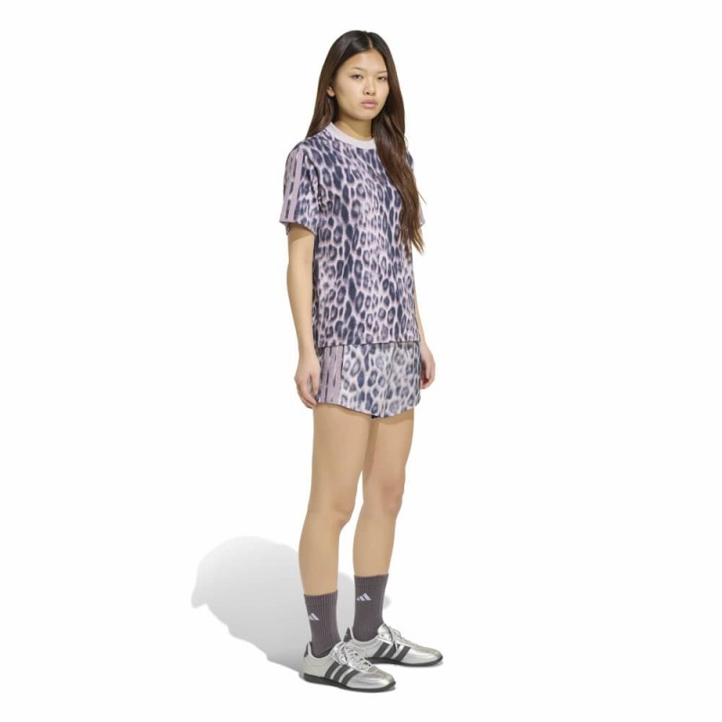 Adidas Seasonal Essentials Leopard Print Woven Shorts with 3-Stripes (KC3879)