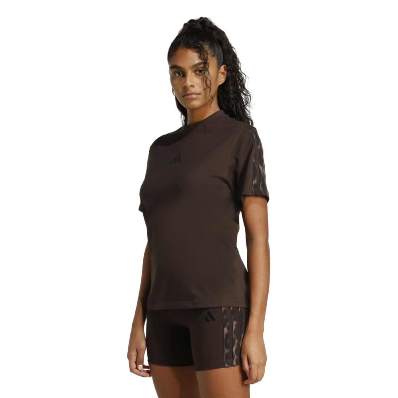 Adidas Seasonal Essentials Leopard Print T-Shirt with 3-Stripes (KE8830)