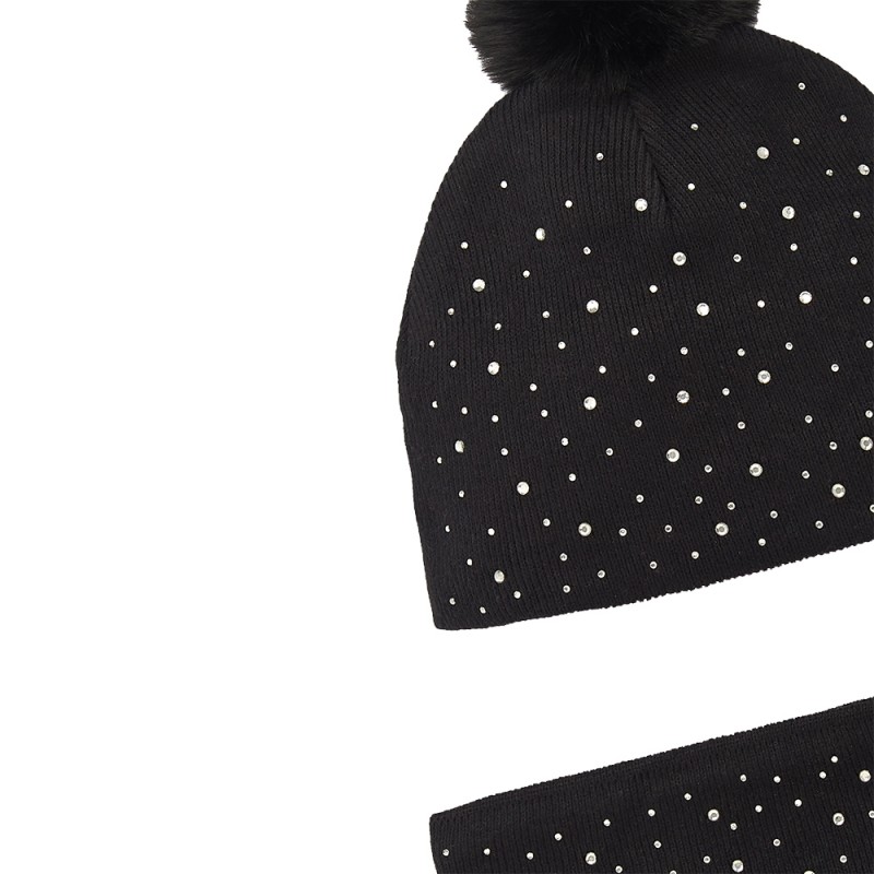 NATH HAT & NECKWARMER SALLY DIVE INTO THE NIGHT (KG07A401X1 BLACK)