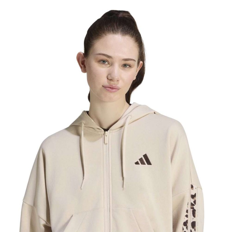 Adidas Seasonal Essentials Animal Print 3-Stripes Full-Zip Hooded Track Top (KH1547)