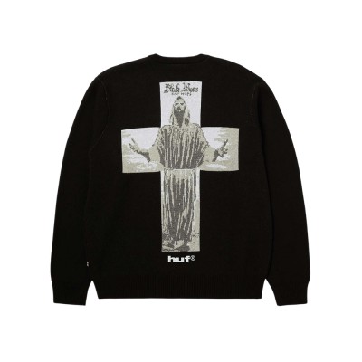 HUF BLACK MOSES KNIT SWEATER (KN00556 BLACK) HUF BLACK MOSES KNIT SWEATER (KN00556 BLACK)