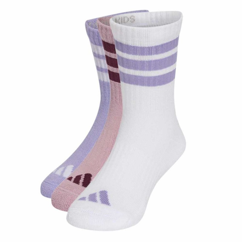 Adidas Kids 3-Stripes Cushioned Crew Socks 3 Pair Pack (KQ9222)