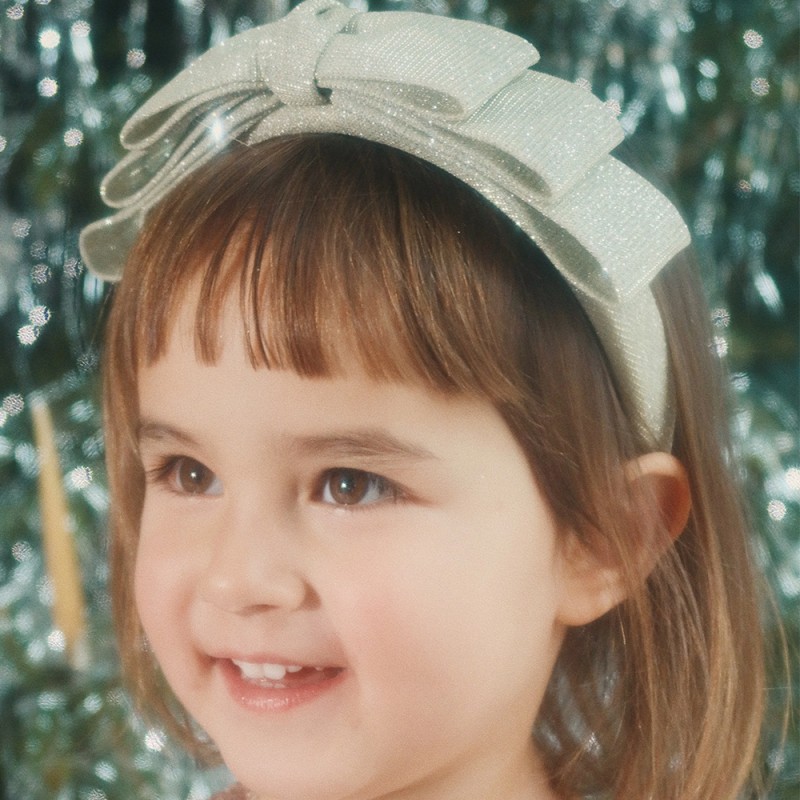 Konges Slojd GLITTER BOW HAIRBRACE (KS101990 SILVER)