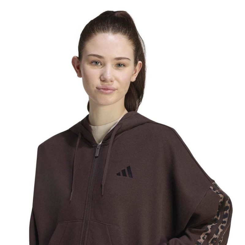 Adidas Seasonal Essentials Animal Print 3-Stripes Full-Zip Hooded Track Top (KV9299)