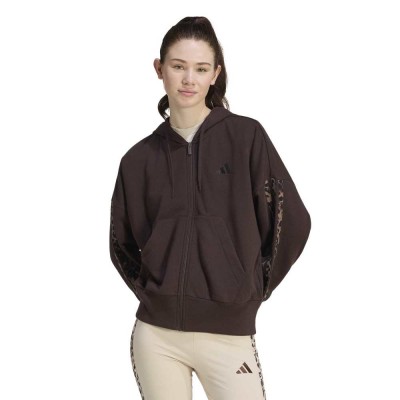 Adidas Seasonal Essentials Animal Print 3-Stripes Full-Zip Hooded Track Top (KV9299)