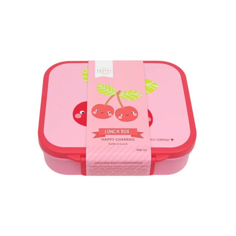 A little lovely company: Δοχείο φαγητού Bento με χωρίσματα- 900ml - Happy Cherries (LBHCPI61)